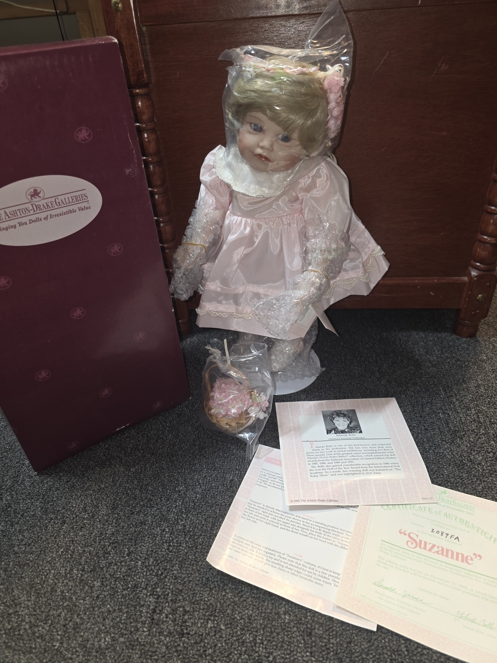 Ashton-Drake 'Suzanne' Porcelain Doll in Pink Dress